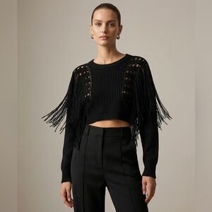 Black Fringe Crop Sweater